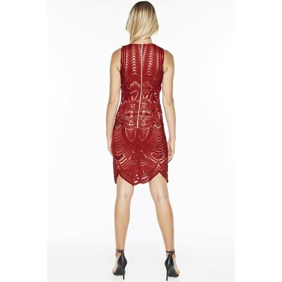 Bardot Sheath Dress Lipstick Red Floral 6 Small - Picture 2 of 12